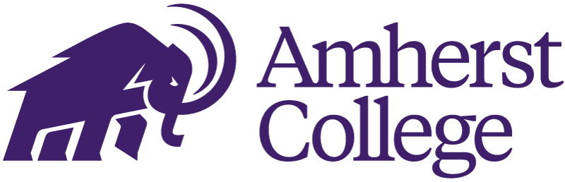 Words Amherst College and the side silhouette of a mammoth